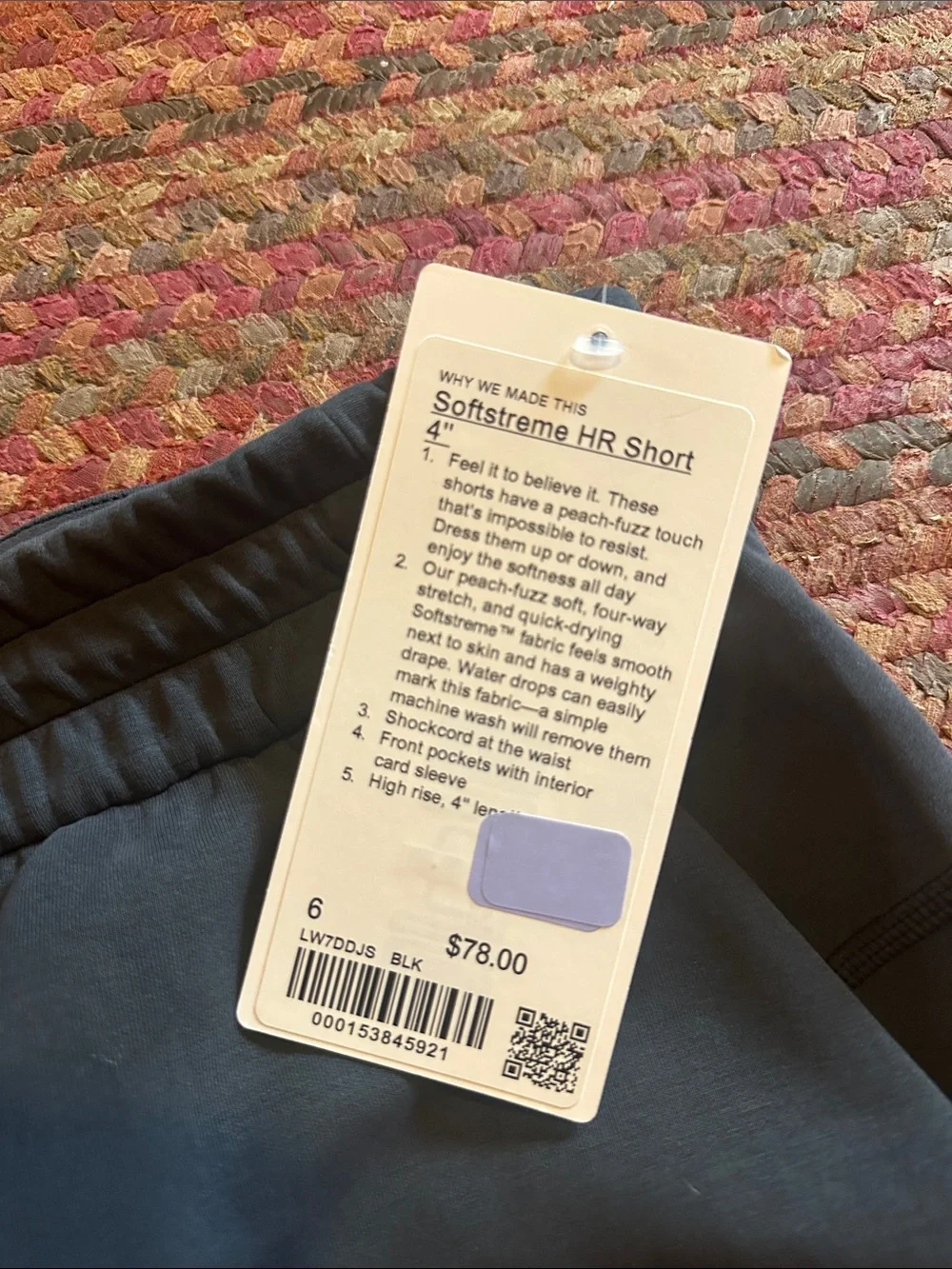 NWT LULULEMON BLACK SOFTSTREME HIGH RISE SHORTS